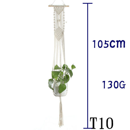 Flower Pot Net Bag Beige Cotton Rope Indoor Plant Hanger Hanging Basket Sling - DropOnline.co