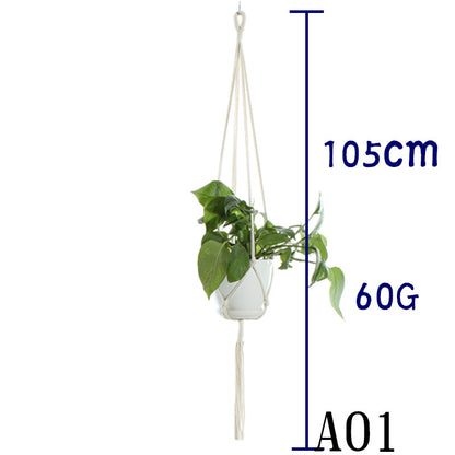 Flower Pot Net Bag Beige Cotton Rope Indoor Plant Hanger Hanging Basket Sling - DropOnline.co