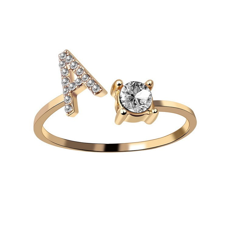 Adjustable Initial Letter Ring - Personalized Alphabet Jewelry