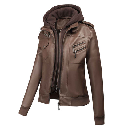 Large Size Women's Artificial Leather Women's Motorcycle Jacket American Style