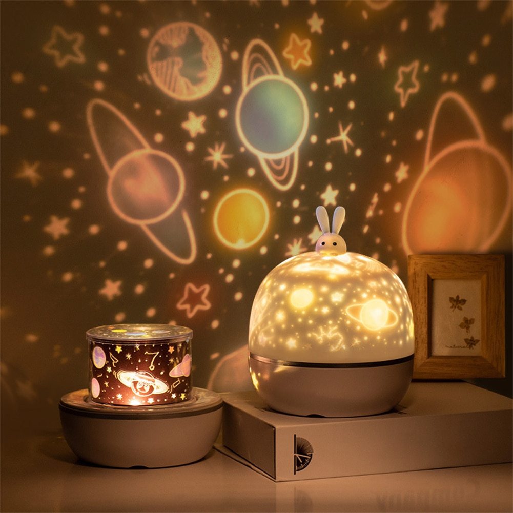 Star Moon Starry Sky Projector LED Night Light for Children Bedroom Decor Remote Control Rotating Baby Flashing Projection Lamp