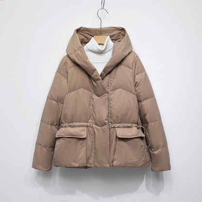 Women's Solid Color Hooded Thick Short Down Jacket