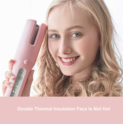 Wireless Automatic Hair Curler | USB Rechargeable LCD Ceramic Heating Curling Iron
