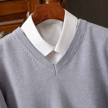 Knitted Sweater V-neck Men's Pullover Base Shirt