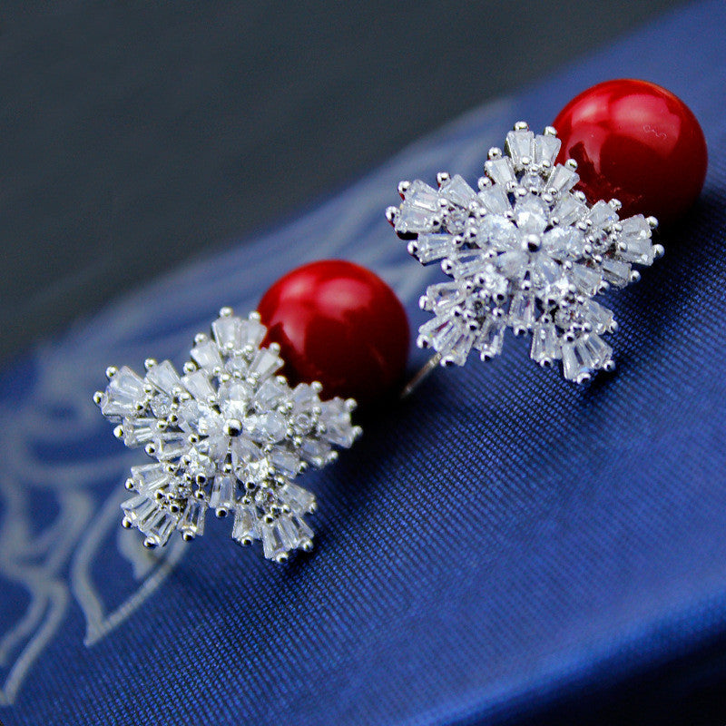 Snow Pearl Earrings - Exquisite Zircon Diamond Pearl Jewelry
