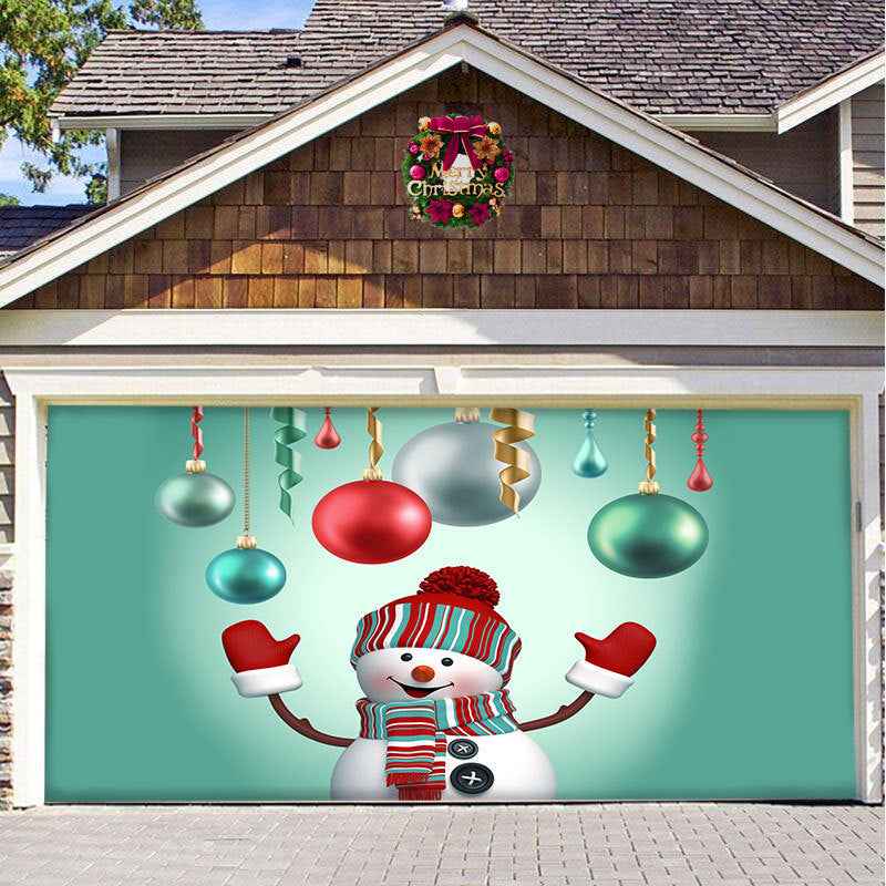 Christmas Garage Door Cover - Polyester Background Hanging Cloth Holiday Party Decoration - DropOnline.co