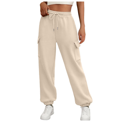 Women's Fleece-Lined Sweatpants - Baggy Athletic Jogger Trousers with Pockets - DropOnline.co