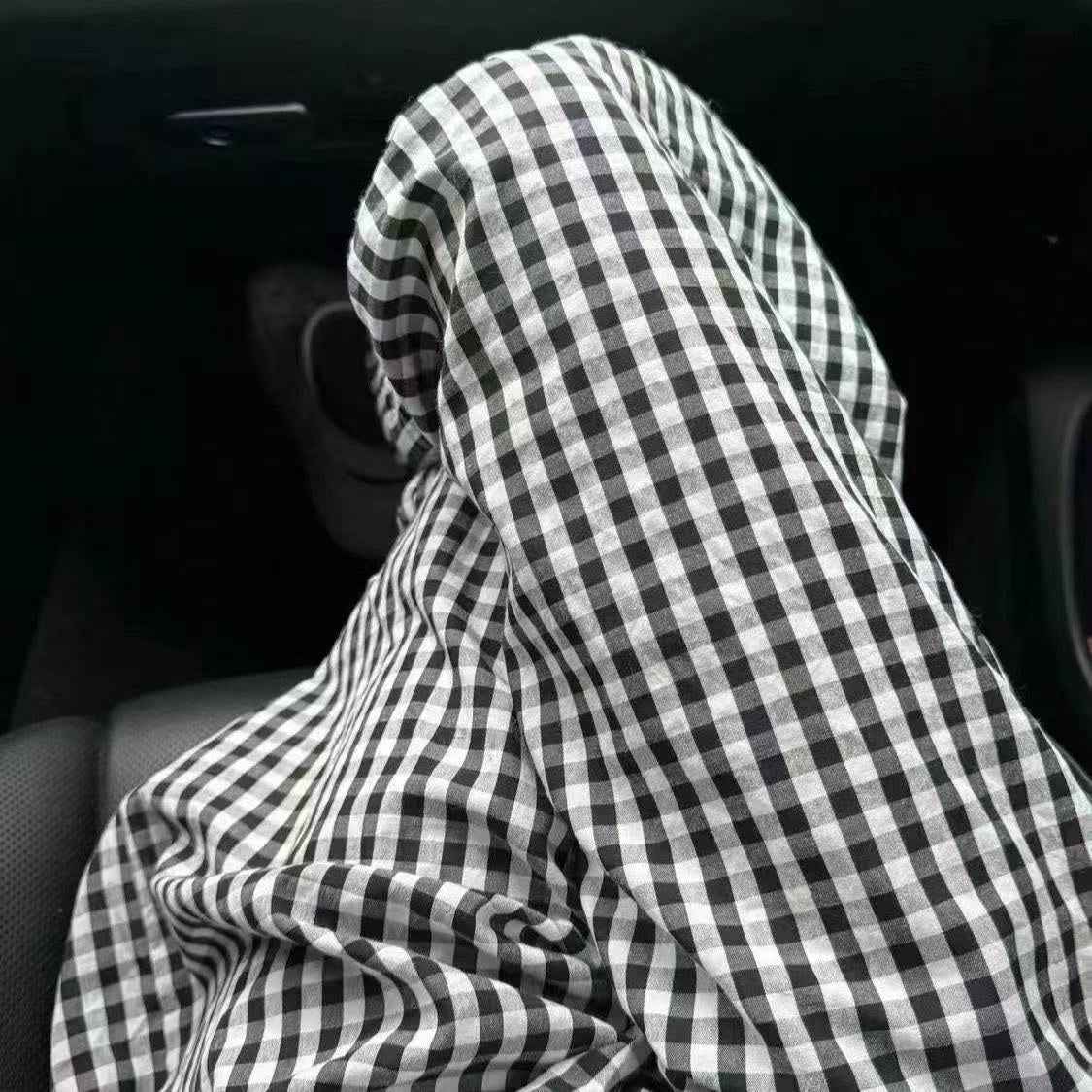 Color-block Dopamine Grid High-waisted Draped Wide-leg Pants Loose And Slimming Casual