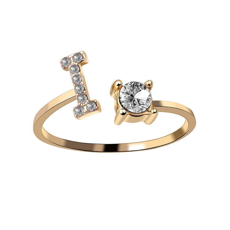 Adjustable Initial Letter Ring - Personalized Alphabet Jewelry