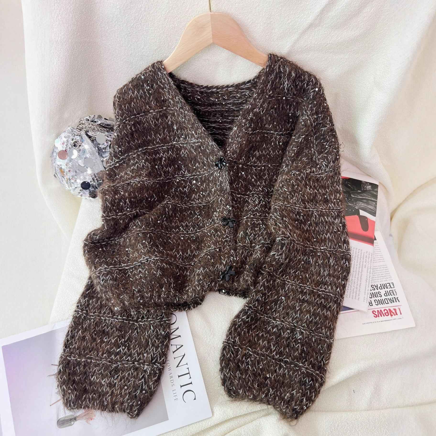 Women's Solid Color Short Casual Loose Knit Cardigan