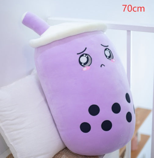 Boba Tea Plush Toy - Cute Strawberry Milk Tea Stuffed Animal Pillow Cushion for Kids