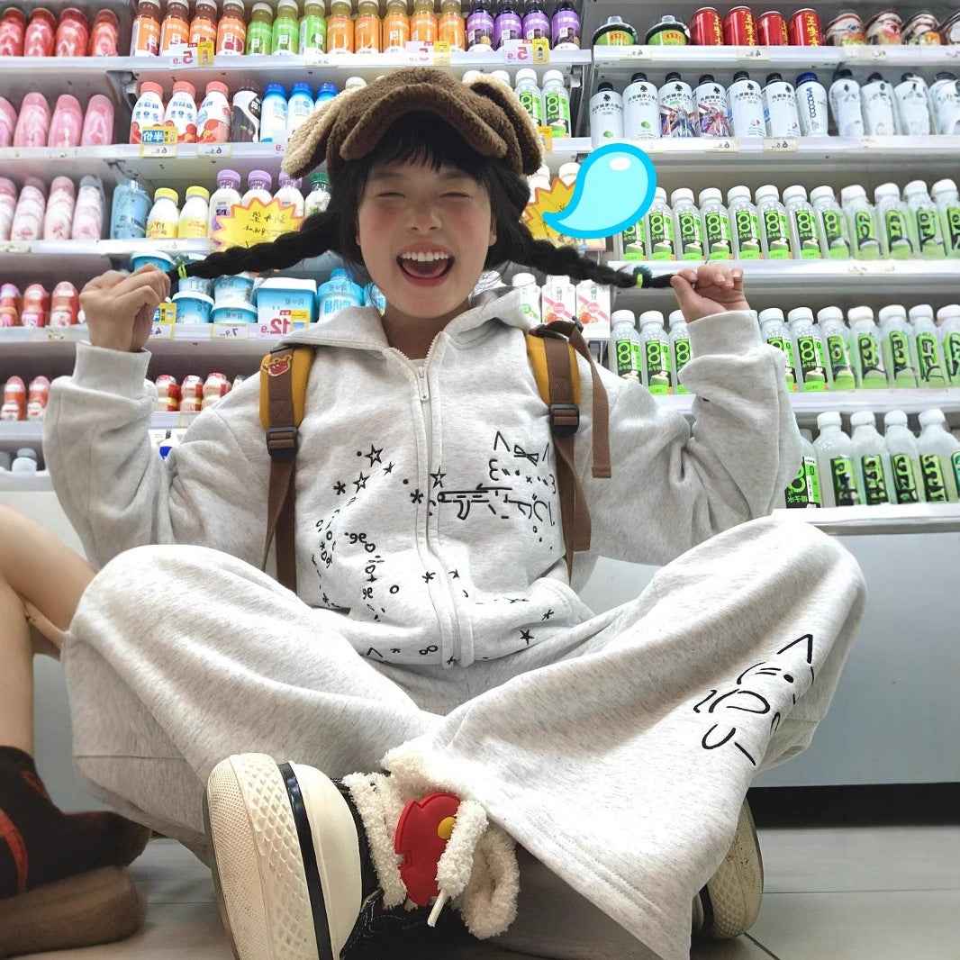 College Style Embroidered Cute Cartoon Hooded Sweatshirt Women's Loose Casual