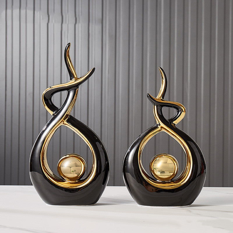 Premium Ceramic Entrance Decoration Ornaments - Light Luxury Abstract Home Accents