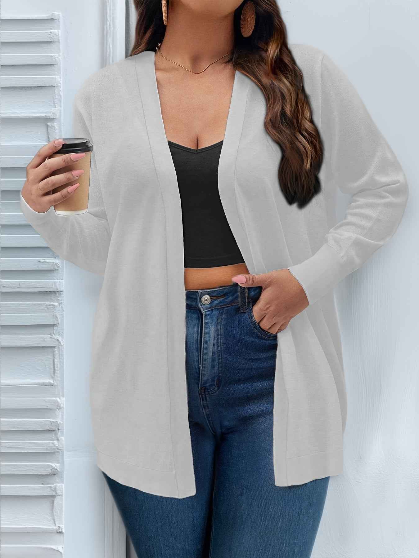 Solid Color Cardigan Women Elegant Simple Versatile Coat