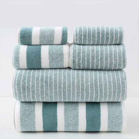 Wide And Narrow Striped Towel Set Coral Fleece Bath Towel