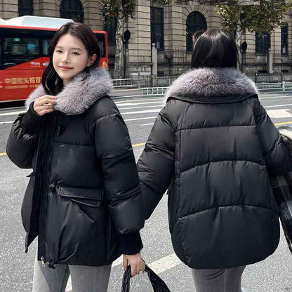Korean Style Loose Lapels Sense Puffer Jacket Coat