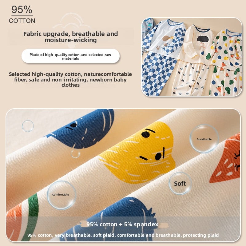 Children's Cotton Pajamas Set - Antibacterial Long Sleeve Sleepwear