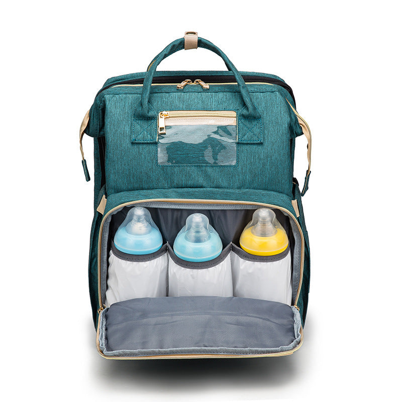 USB Charging Mommy Bed Backpack - Foldable Large Capacity Multi-Function Baby Bag