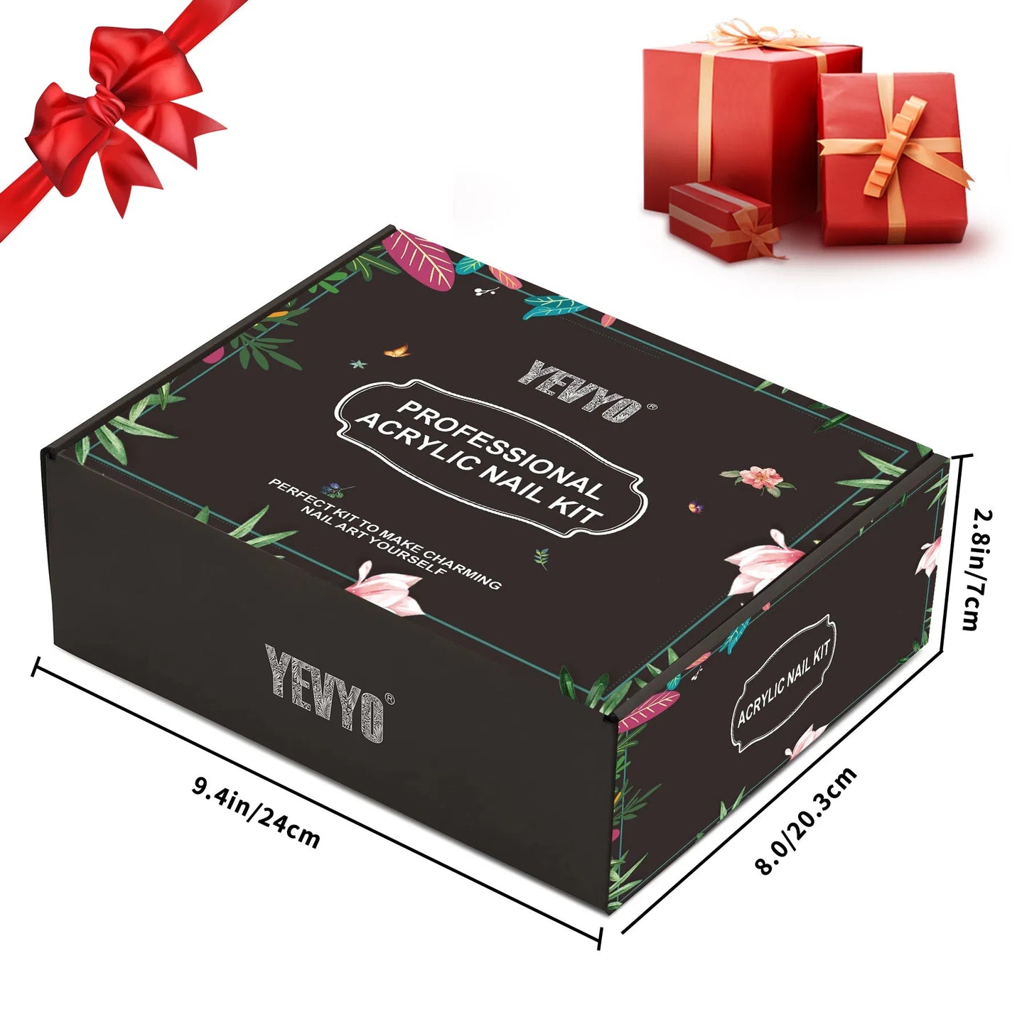 Acrylic Nail Kit With UV Light, 4 Colors Gel Polish Kit With 24 Glitter Colors Acrylic Powder Monomer Liquid