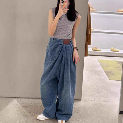 Spring And Summer New Design Sense Loose Fashion Drape Mop Pants