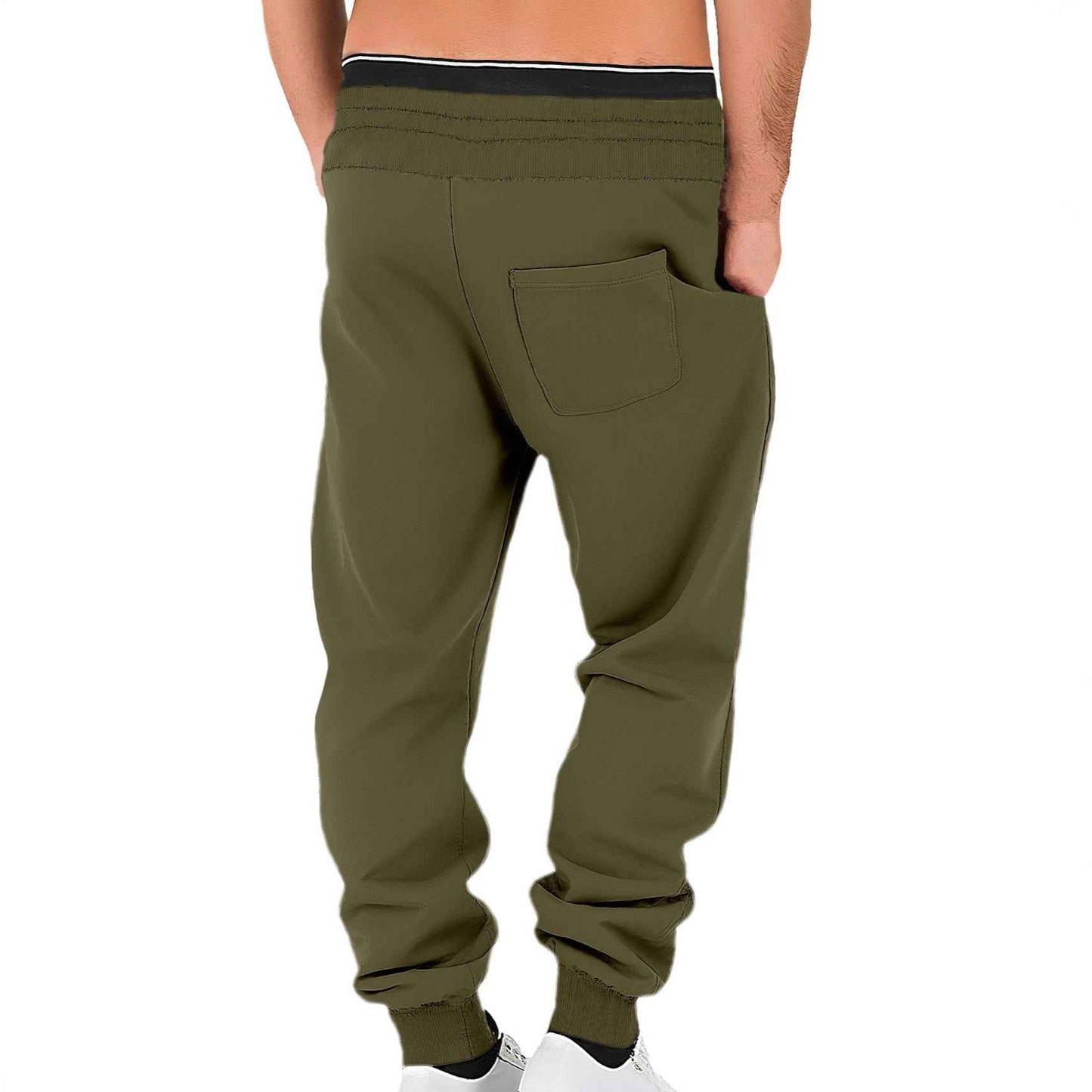 Male Solid Color Loose Cuffed Sports Casual Sweatpants