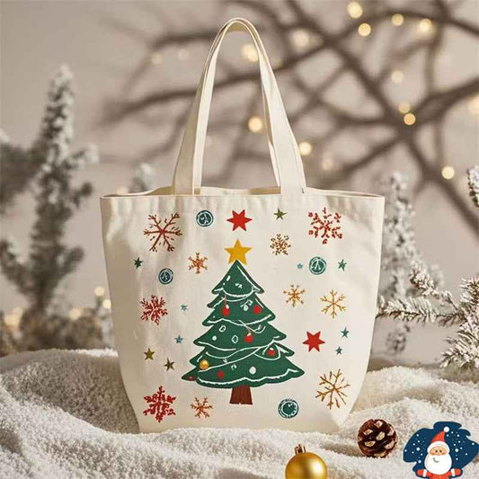 Santa Claus Gift Christmas Eve Portable Canvas Bag - Holiday Gift Bag