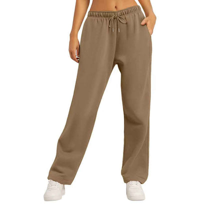 Same Style Solid Color Casual Loose Fleece-lined Trousers
