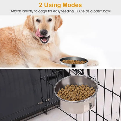 Tainless Steel Dog Bowl Pets Hanging Food Bowl Detachable Pet - DropOnline.co