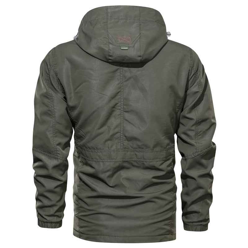 Men's Hooded Outdoor Jacket - Medium-Long Plus Size Casual Coat