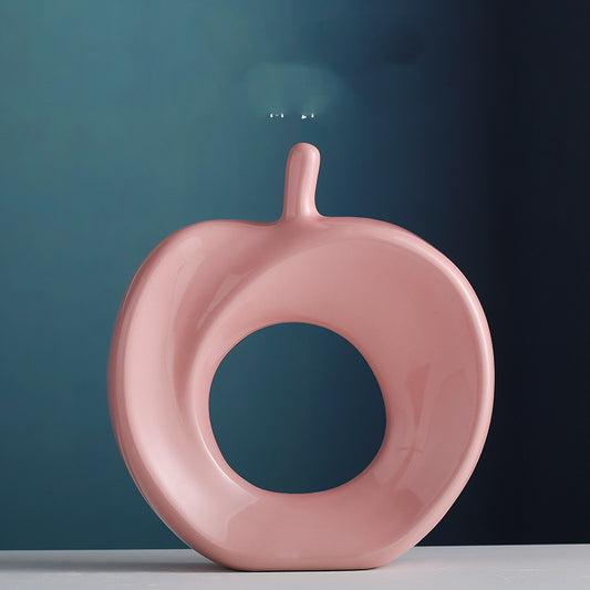 Premium Ceramic Home Decoration Ornaments - Modern Apple Pink Design