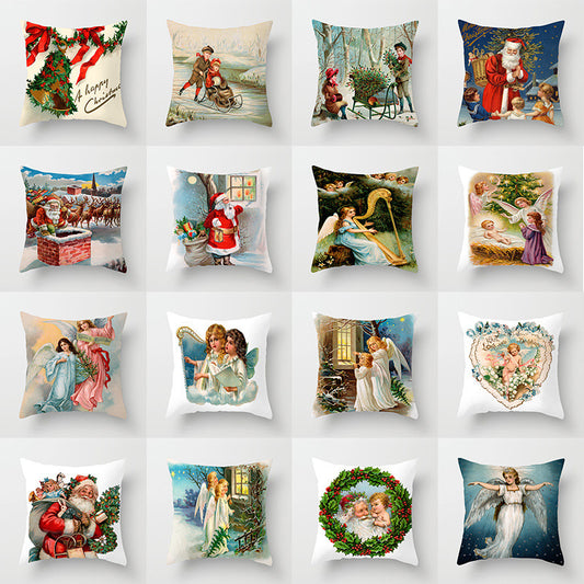 Holiday Home Decoration Cushion Cover - Festive Seasonal Throw Pillow Case for Celebrations