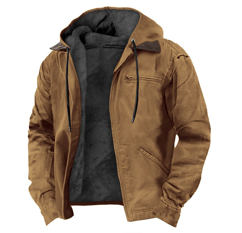 Premium Multi-Color Digital Print Hooded Sweater - Cotton-Padded Winter Cardigan with Brown Lining