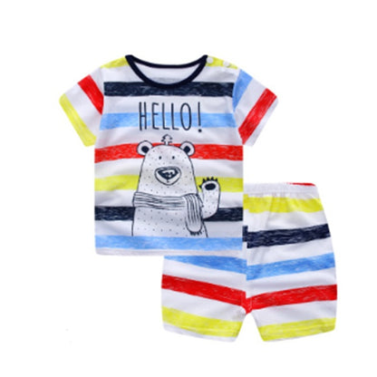Cartoon Baby Clothing Set - Summer T-Shirt & Shorts Outfit for Boys & Girls - DropOnline.co