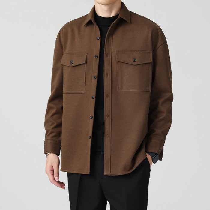 New Thickened Men's Workwear Long-sleeved Loose Wool Casual Jacket