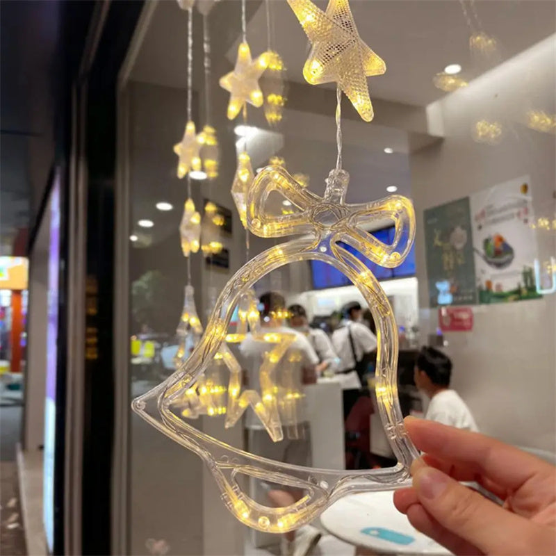 Christmas LED Suction Cup Window Lights 3-Pack - Star Tree Snowflake Hanging Ornaments