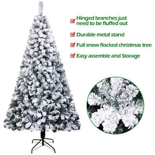 Green Flocking 6ft Christmas Tree - 750 Branches Automatic PVC Tree - DropOnline.co