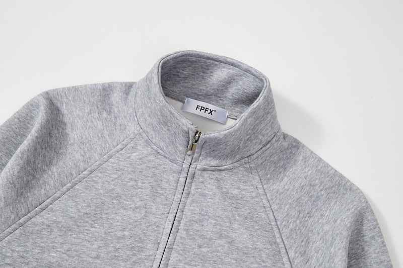 Men's American-style Stand Collar Gray With Zipper Sweatshirt Jacket