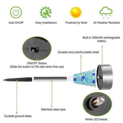 6Packs Solar Garden Lights Outdoor Solar Pathway Lights IP44 Water-resistant Landscape Lights 8Hrs Lawn Lamps For Yard Driveway Walkway