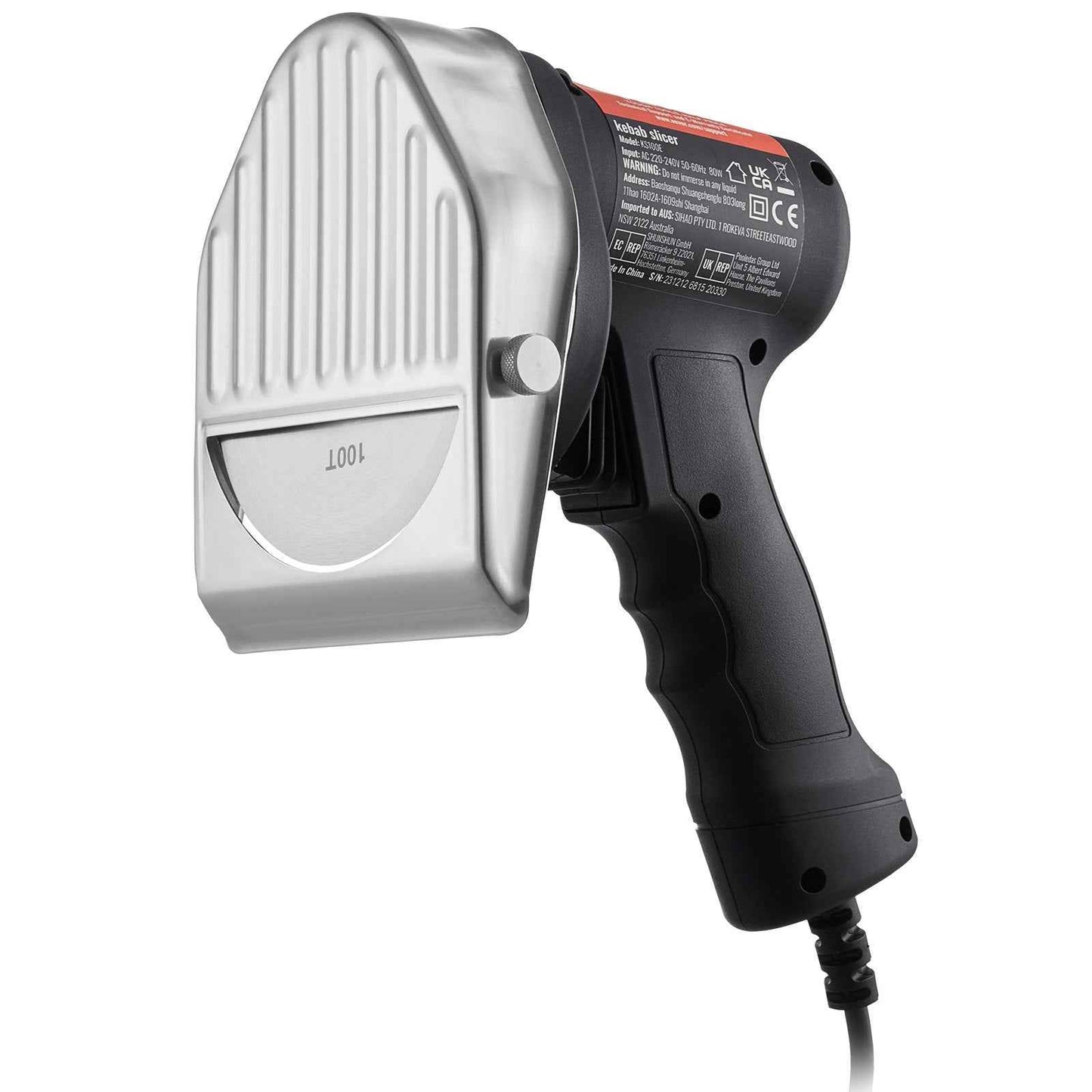 Electric Shawarma Knife, 80W Professional Turkish Kebab Knife, Commercial Stainless Steel Gyro Cutter, Doner Kebab Meat Slicer With 2 Blades, Φ4'/100mm Blade Diameter, 0-8mm Adjustable Thickness