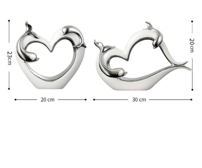 Premium Creative Dolphin Ceramic Decoration - Elegant White Porcelain Home Ornament