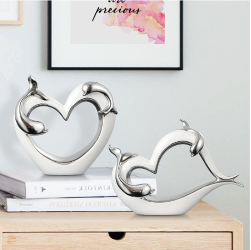 Premium Creative Dolphin Ceramic Decoration - Elegant White Porcelain Home Ornament