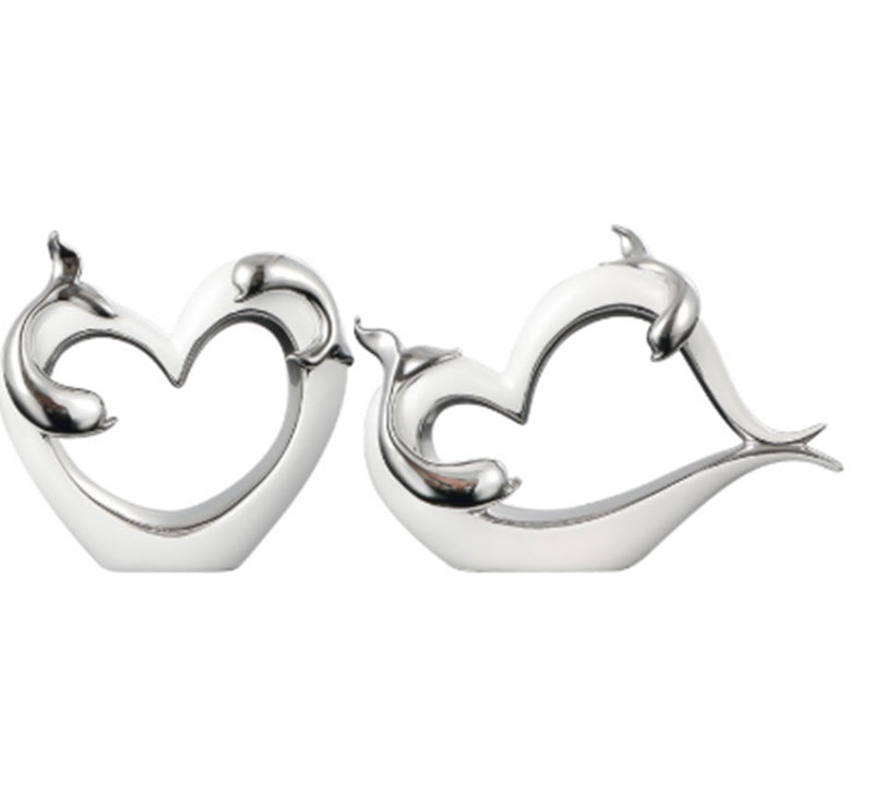 Premium Creative Dolphin Ceramic Decoration - Elegant White Porcelain Home Ornament
