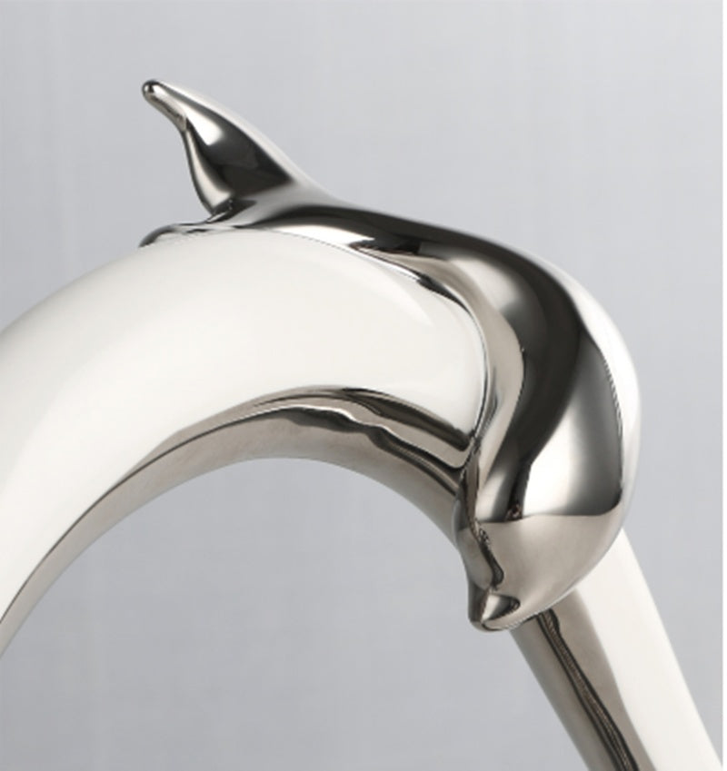 Premium Creative Dolphin Ceramic Decoration - Elegant White Porcelain Home Ornament