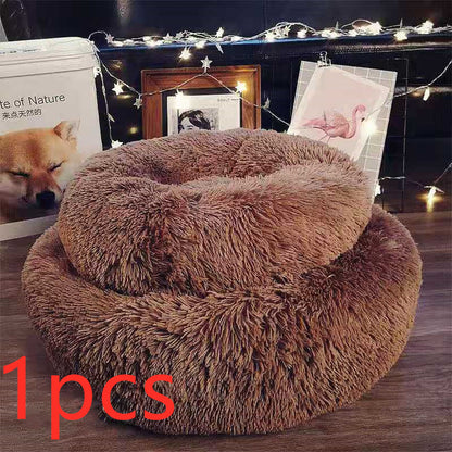 Dog Beds For Small Dogs Round Plush Cat Litter Kennel Pet Nest Mat Puppy Beds - DropOnline.co