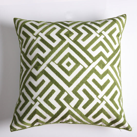 Geometric Embroidery Floral Sofa Art Throw Pillow American Living Room Cushion Cover