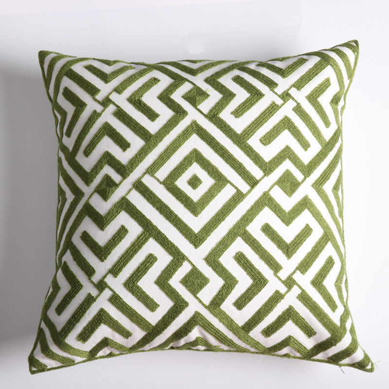 Geometric Embroidery Floral Sofa Art Throw Pillow American Living Room Cushion Cover