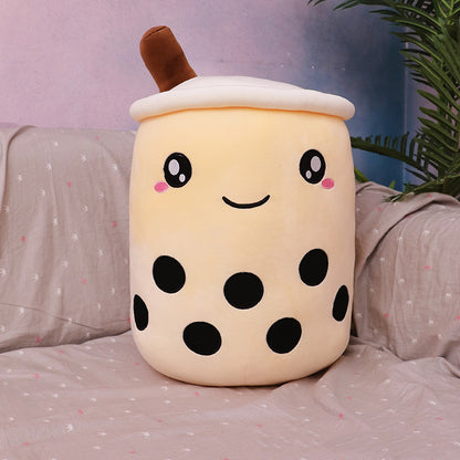 Boba Tea Plush Toy - Cute Strawberry Milk Tea Stuffed Animal Pillow Cushion for Kids - DropOnline.co