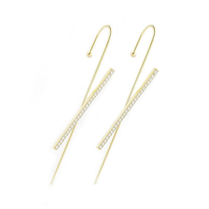 Glistening Ear Wrap Crawler Zircon Earrings Piercing Earrings Premium Earrings - DropOnline.co