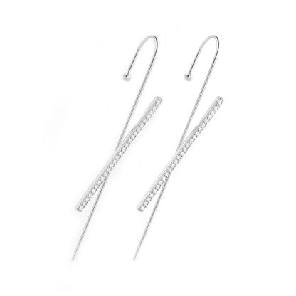 Glistening Ear Wrap Crawler Zircon Earrings Piercing Earrings Premium Earrings - DropOnline.co