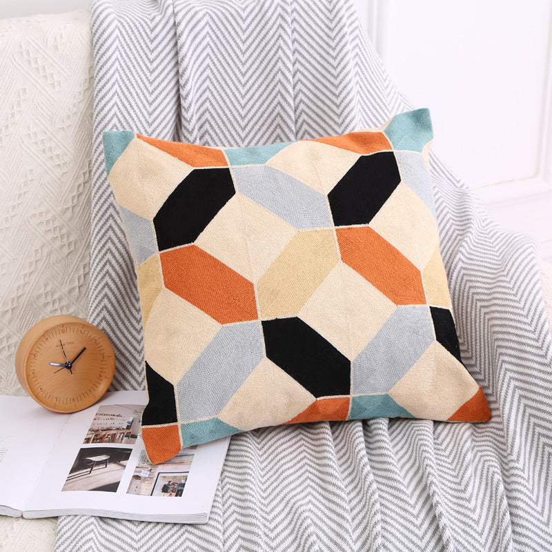 Taobao Hot Sale New Nordic Simple Home Embroidery Pillow Full Embroidered Bohemian Simple Embroidered Cushion